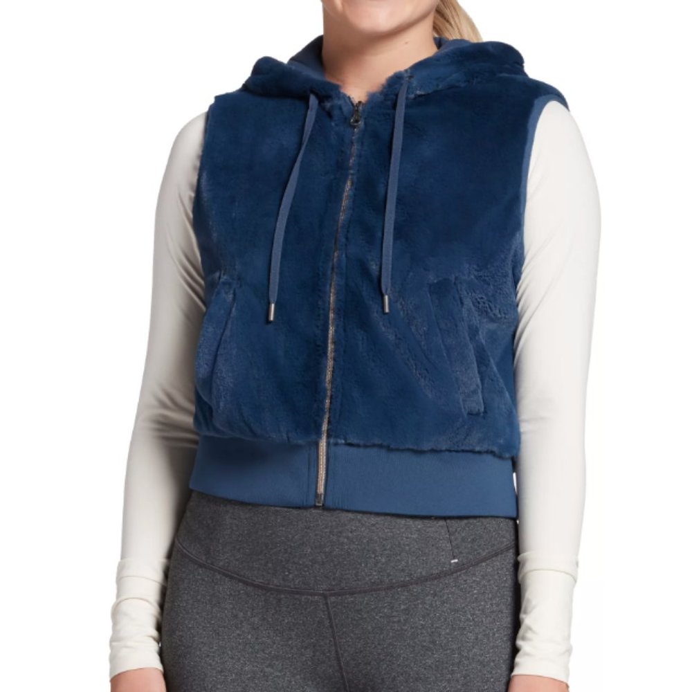 CALIA Carrie Underwood Faux Fur Vest NWT Dark Blue. Worn once.